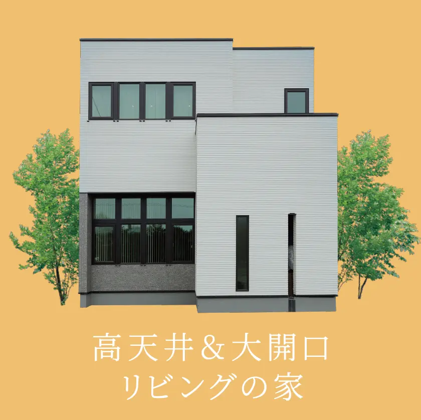 高天井＆大開口リビングの家